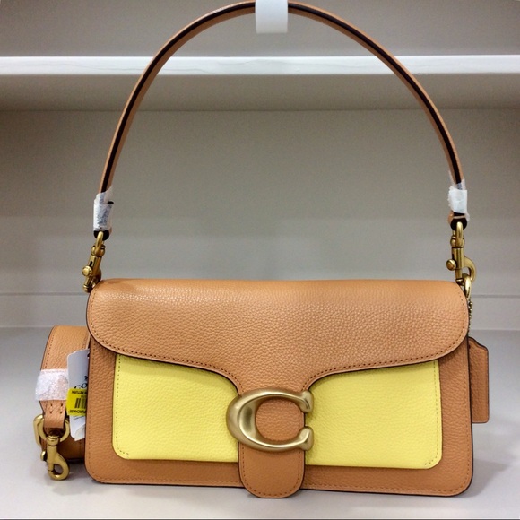 Authentic NWT Coach Tabby 26 Shoulder Bag Crossbody Colorblock Natural Yellow - Picture 1 of 17